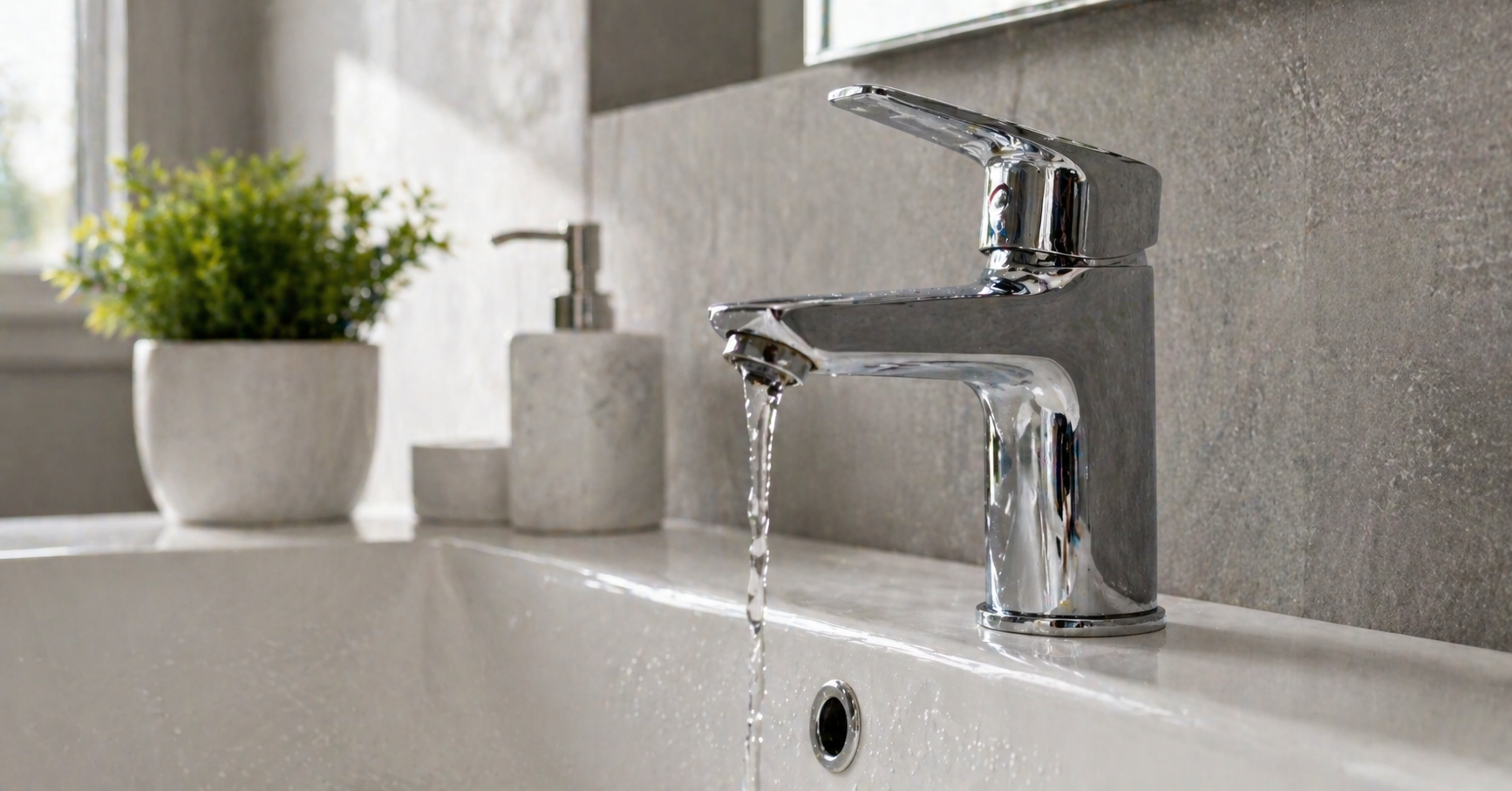 Weak water flow from faucet demonstrating low water pressure in home bathroom